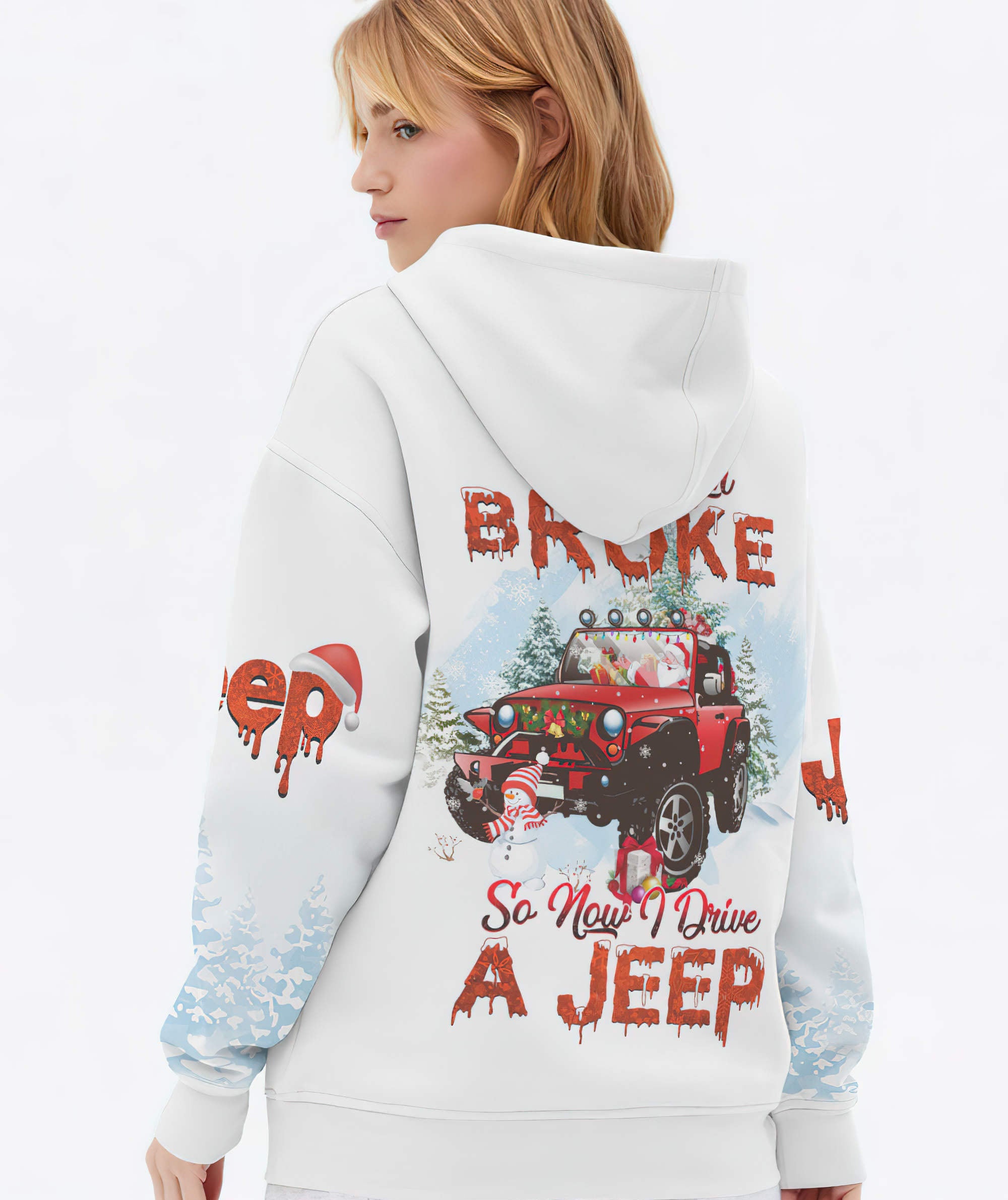 my-sleigh-broke-red-jeep-hoodie