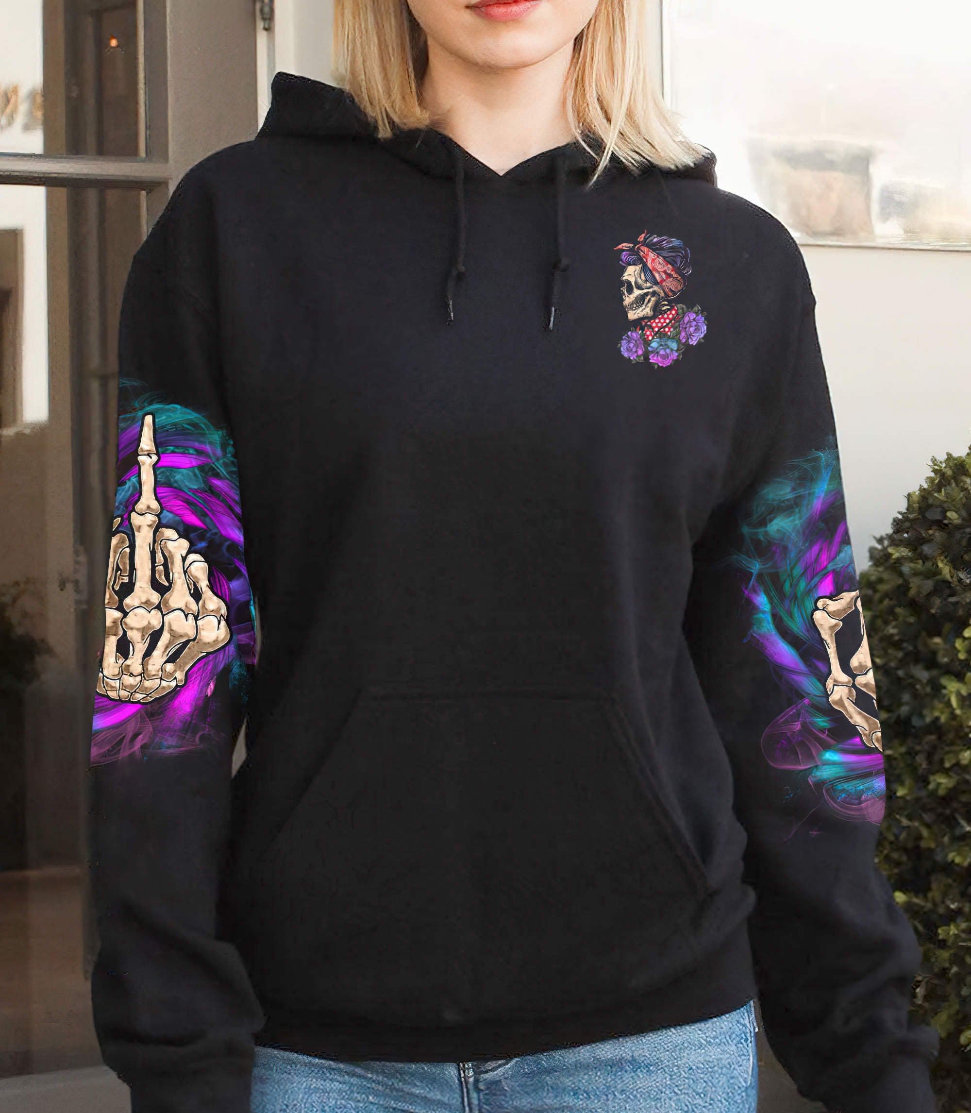 the-good-girl-skull-rose-messy-bun-all-over-print-hoodie