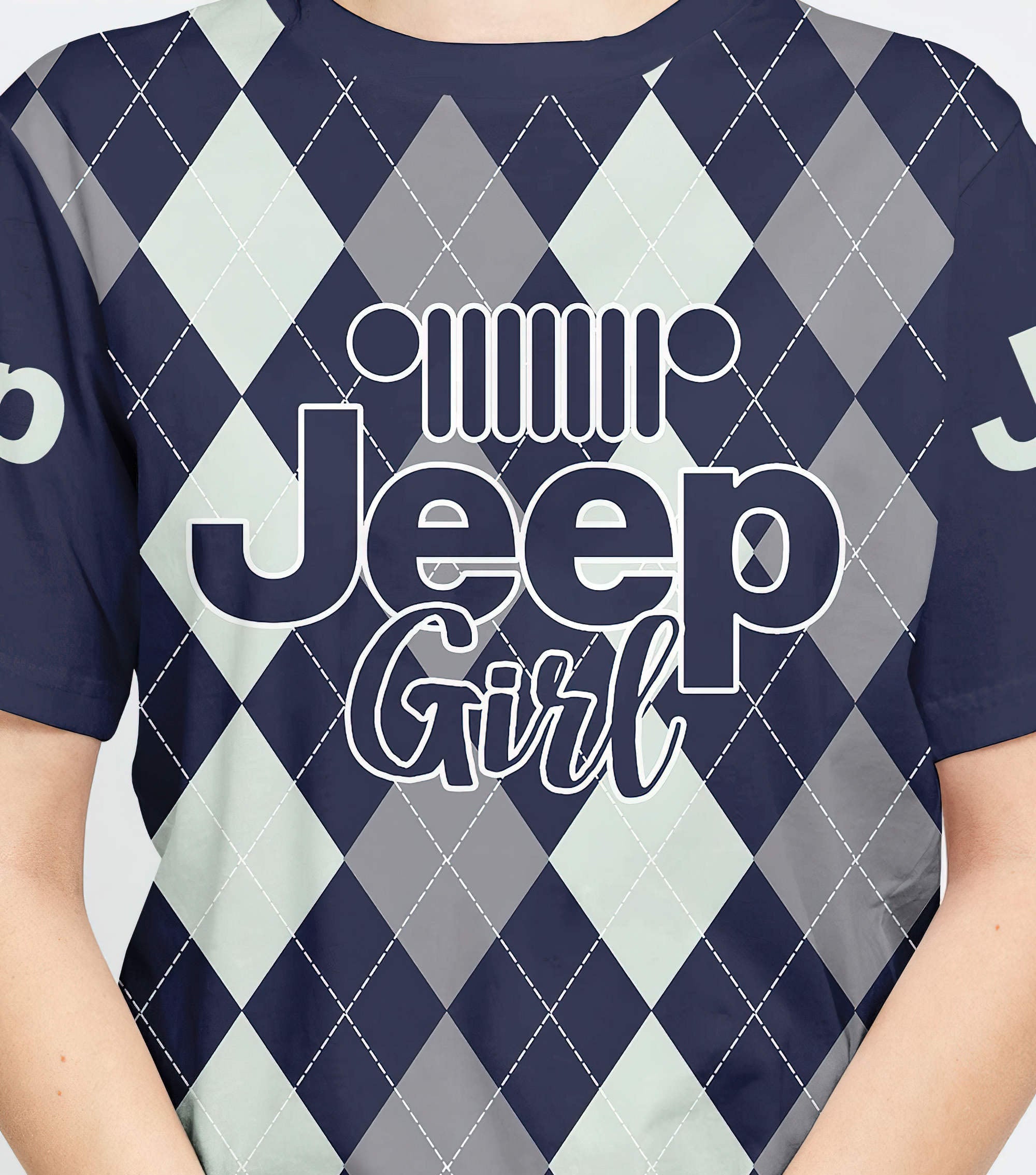 jeep-girl-argyle-pattern-t-shirt