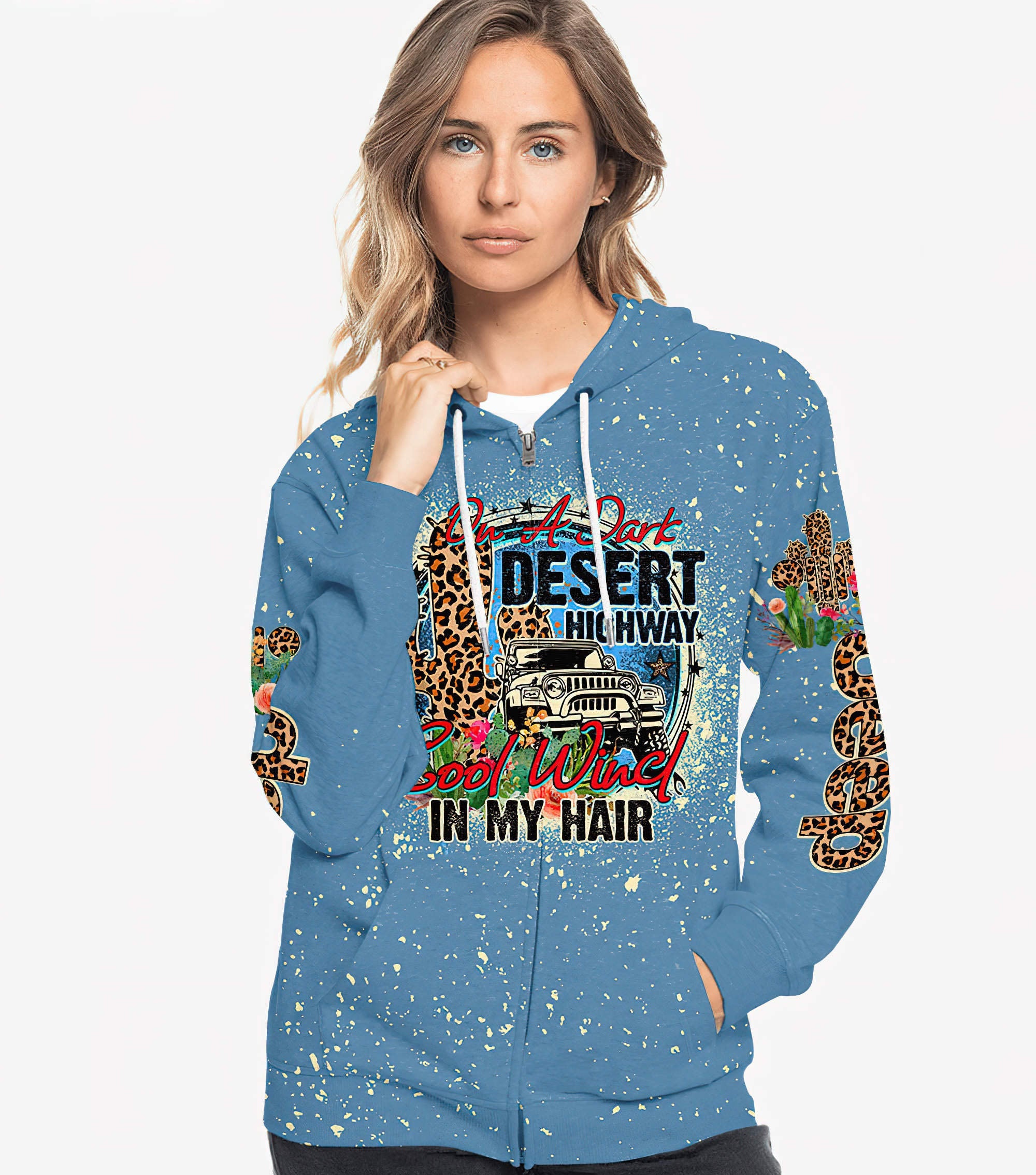 on-a-dark-desert-highway-jeep-bleached-hoodie