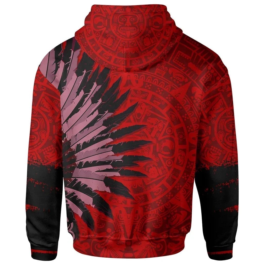 mexico-zip-up-hoodie-skull-aztec-warrior-red