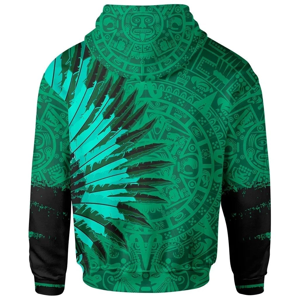 mexico-zip-up-hoodie-skull-aztec-warrior-green