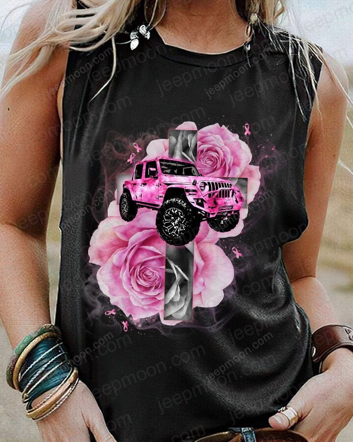 jeep-breast-cancer-flower-t-shirt