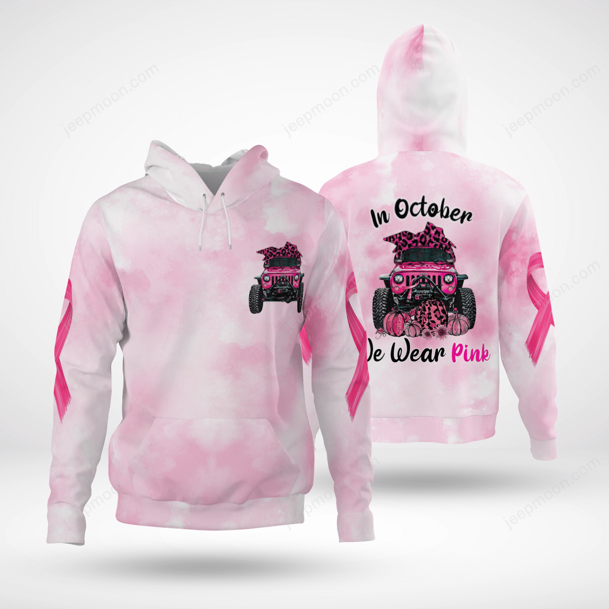 Breast Cancer Jeep Hoodie In October We Wear Pink