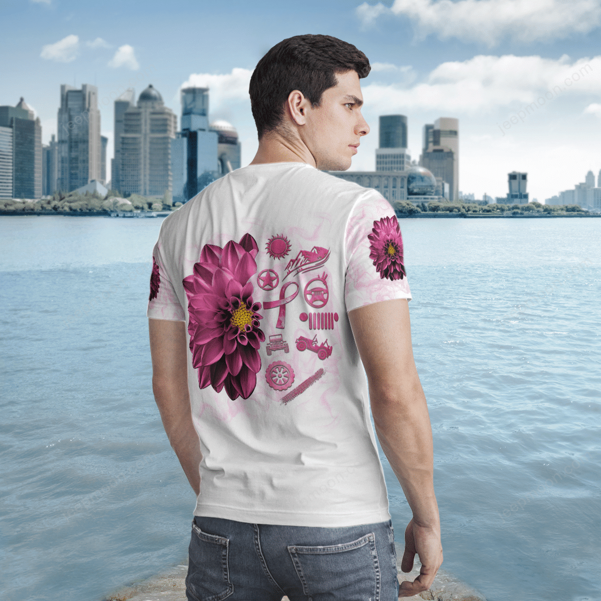 jeep-breast-cancer-flower-t-shirt