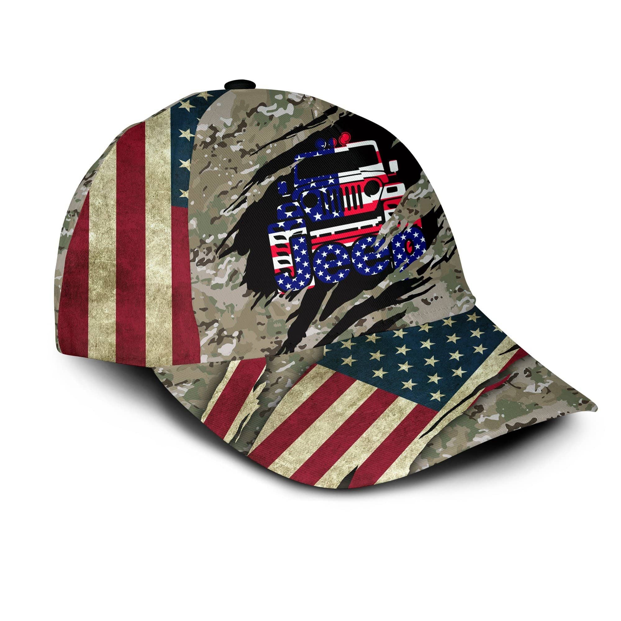 Amazing Camo Flag Jeep Hat Gift For Dad