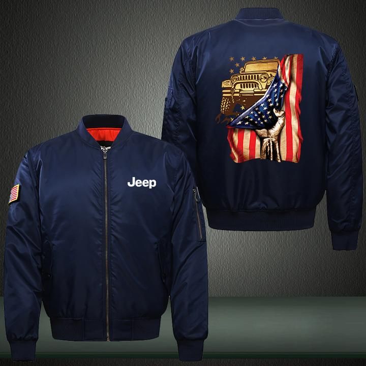 amazing-jeep-under-american-flag-fleece-bomber-jacket