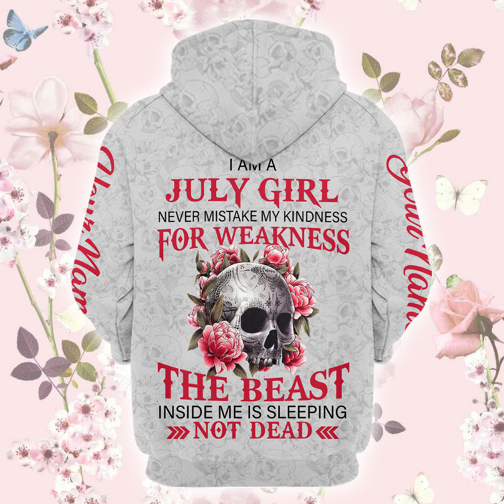 personalized-flowers-skull-july-girl-hoodie-png107022