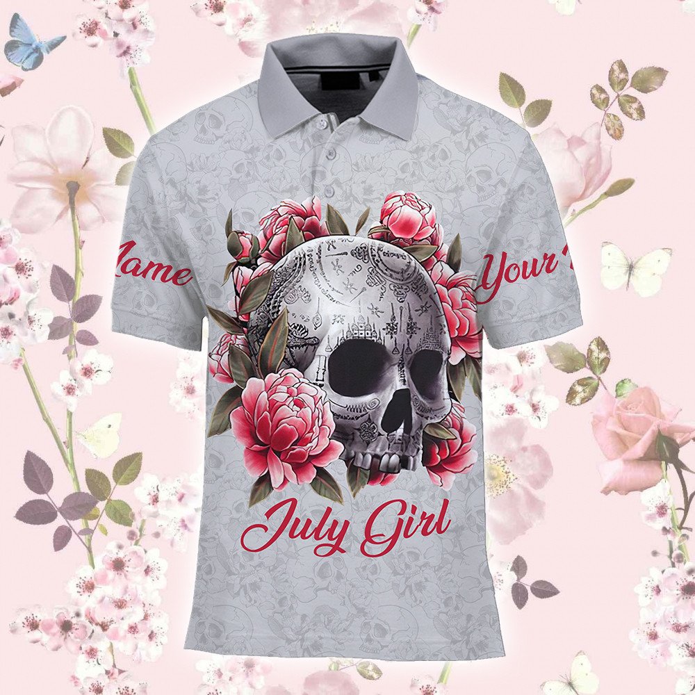 personalized-flowers-skull-july-girl-hoodie-png107022