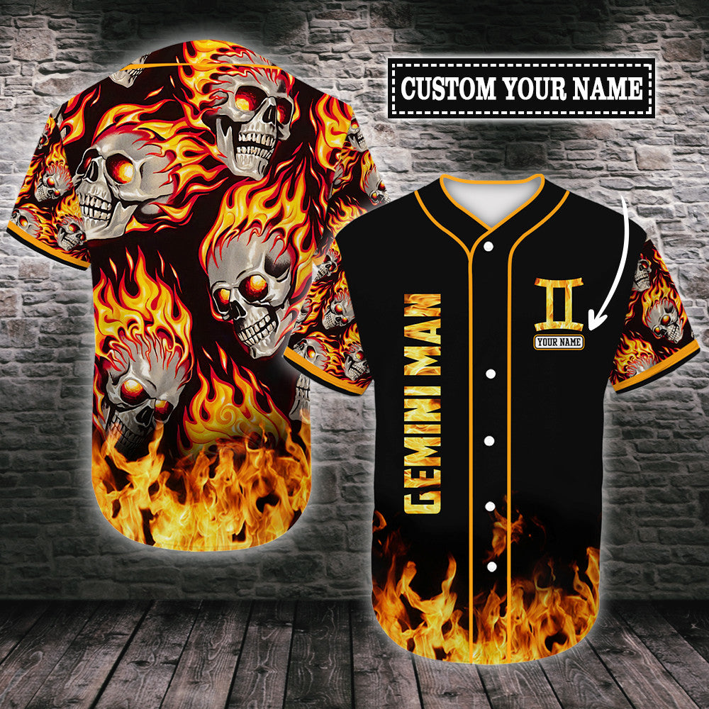 personalized-custom-name-gemini-skull-flame-baseball-tee-jersey-shirt