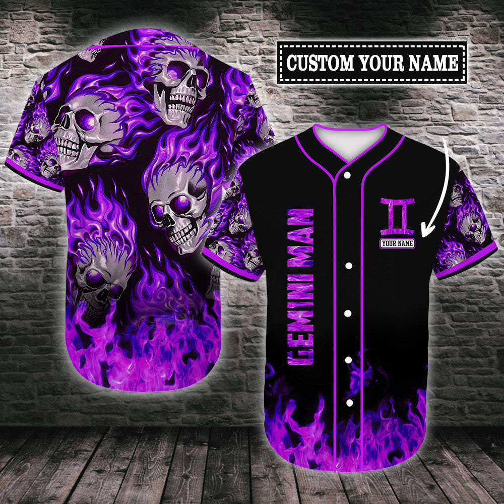 personalized-custom-name-gemini-skull-flame-baseball-tee-jersey-shirt