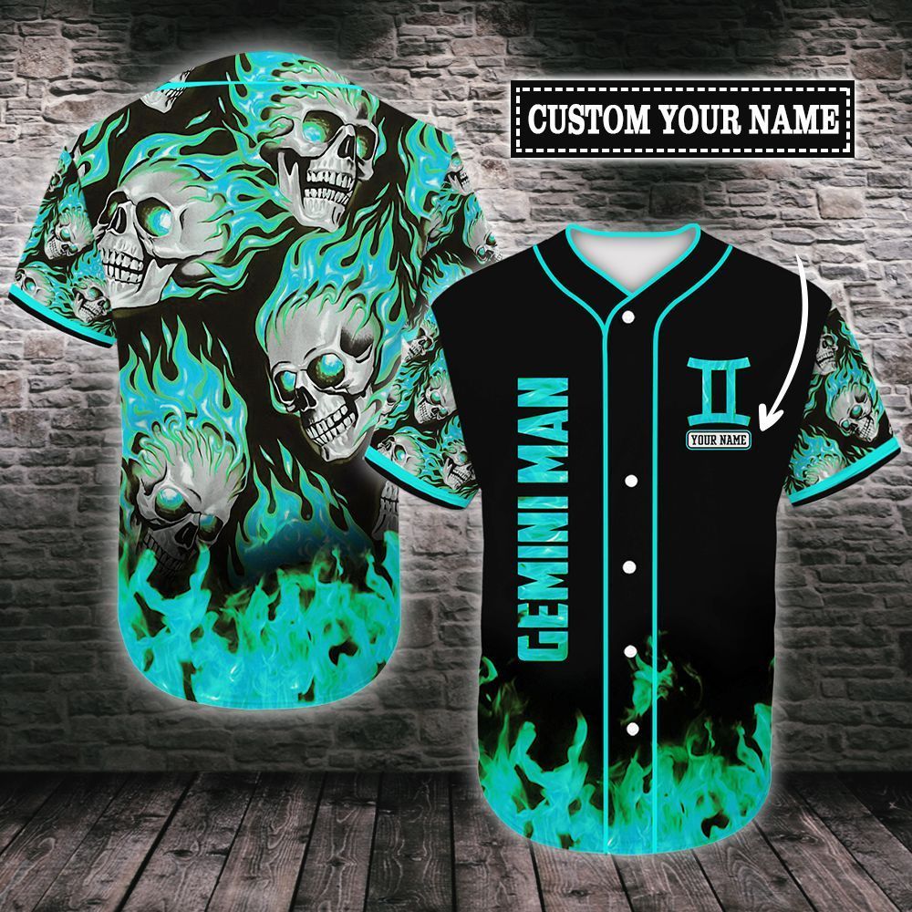 personalized-custom-name-gemini-skull-flame-baseball-tee-jersey-shirt