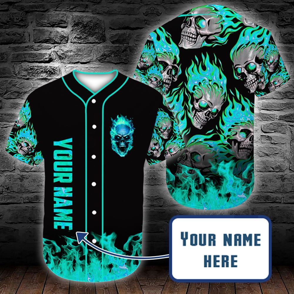 personalized-custom-name-skull-mint-fire-baseball-tee-jersey-shirt