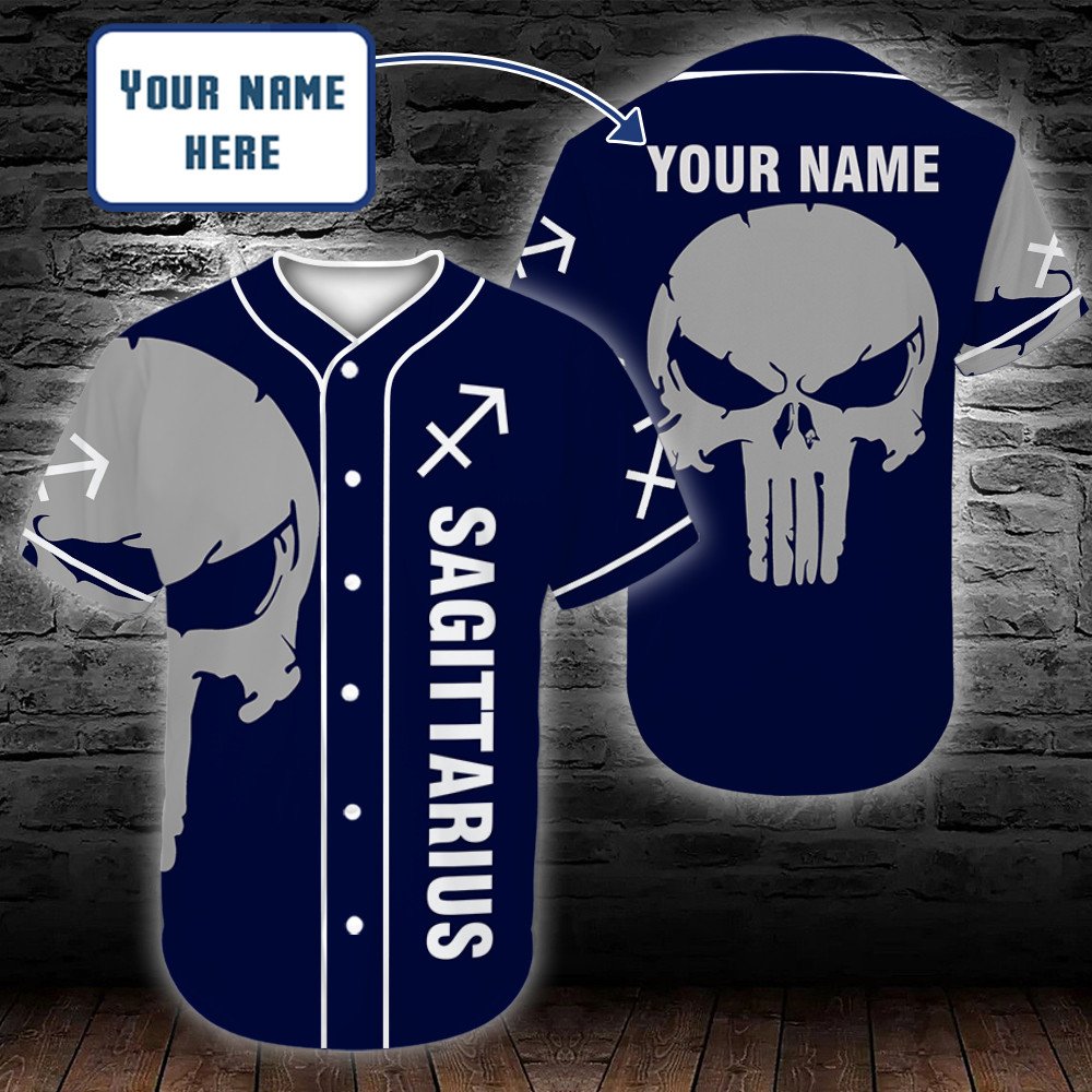 personalized-custom-name-zodiac-sagittarius-man-skull-baseball-tee-jersey-shirt