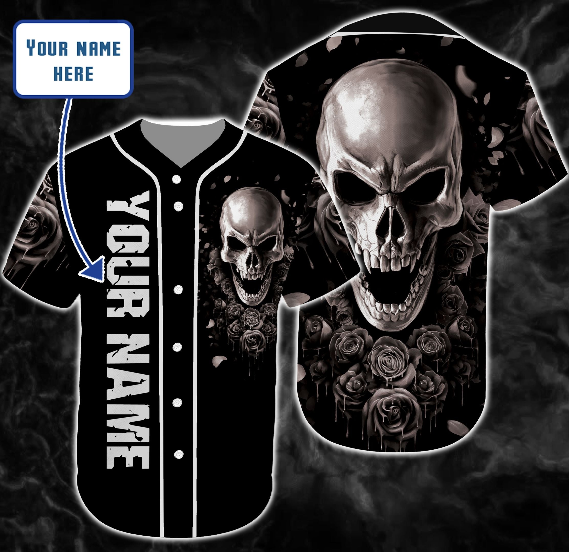 personalized-custom-name-soft-and-cool-skull-baseball-tee-jersey-shirt