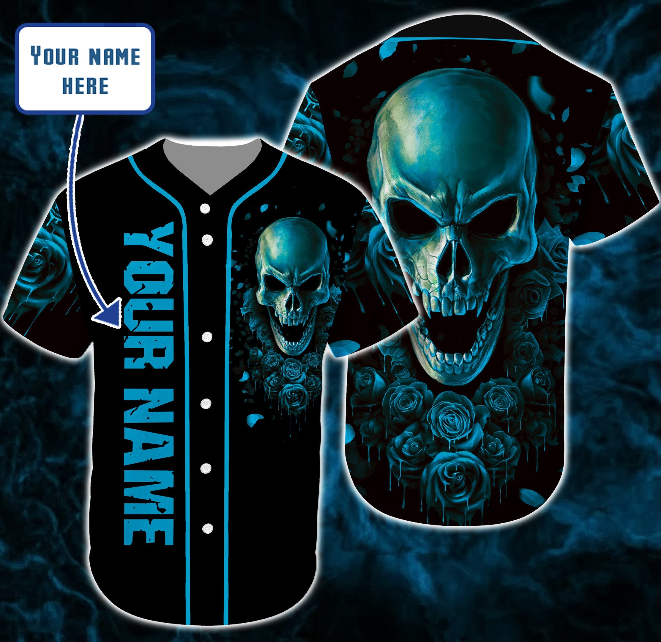 personalized-custom-name-soft-and-cool-skull-baseball-tee-jersey-shirt