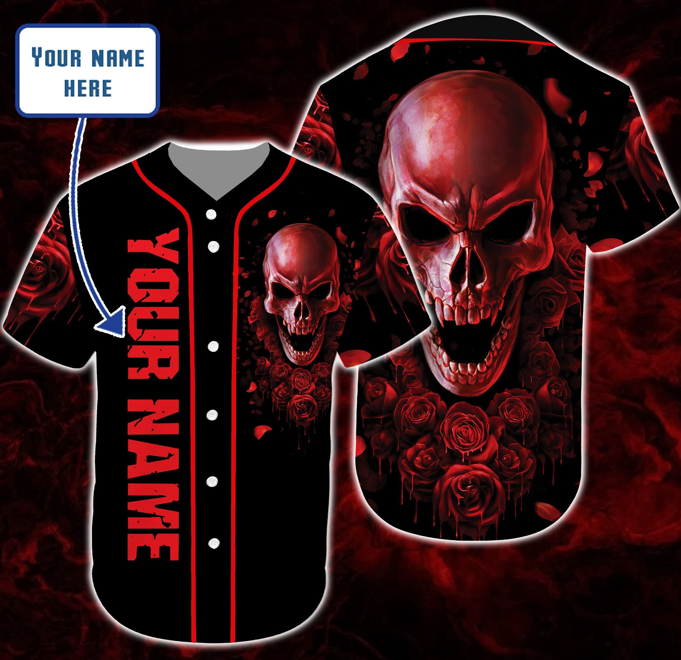 personalized-custom-name-soft-and-cool-skull-baseball-tee-jersey-shirt