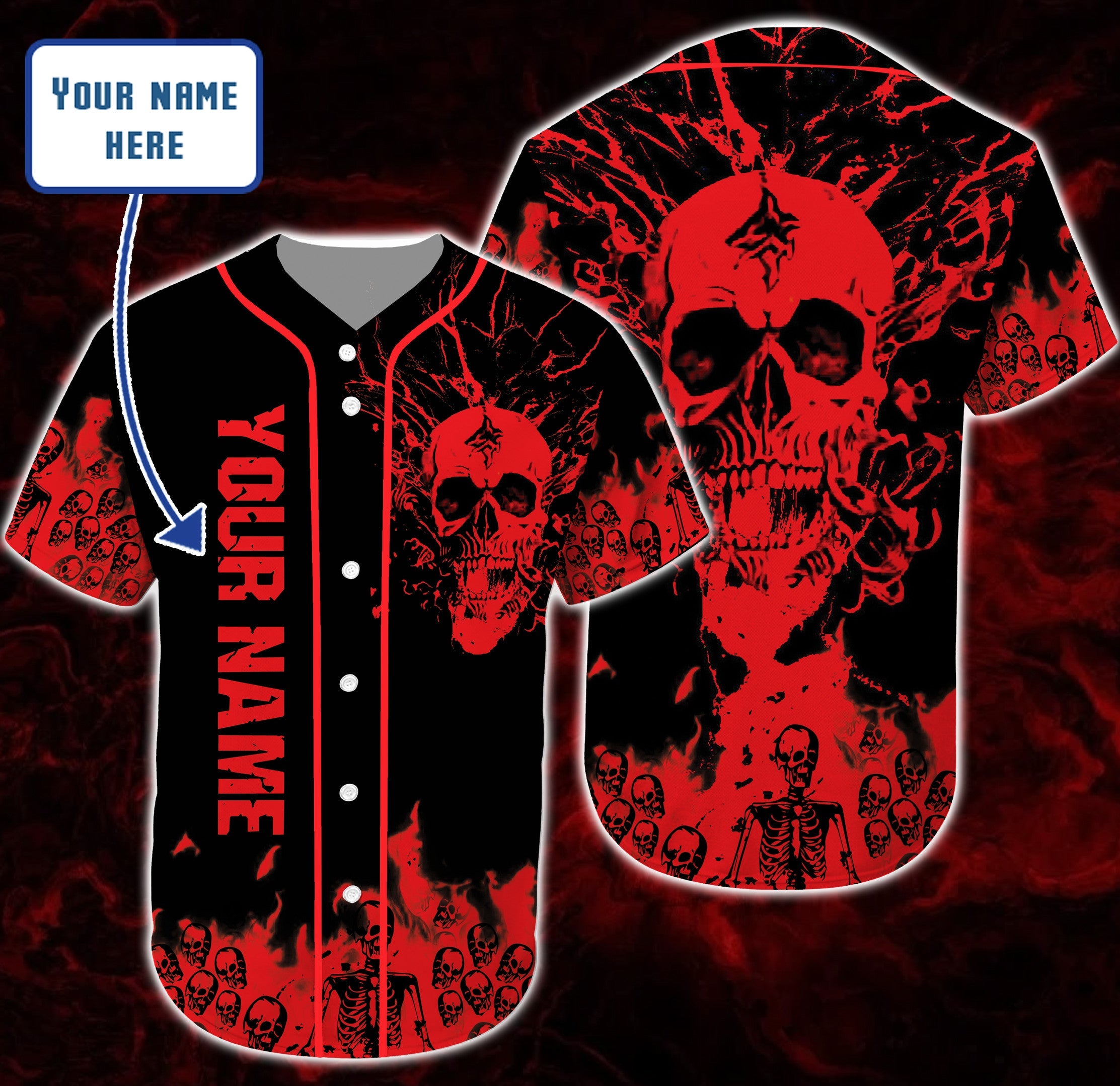 personalized-custom-name-soft-and-cool-skull-baseball-tee-jersey-shirt