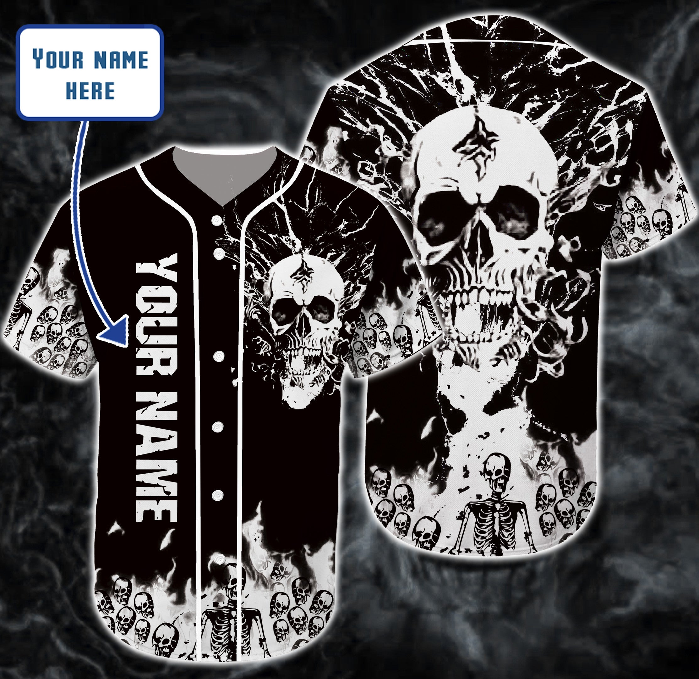 personalized-custom-name-soft-and-cool-skull-baseball-tee-jersey-shirt