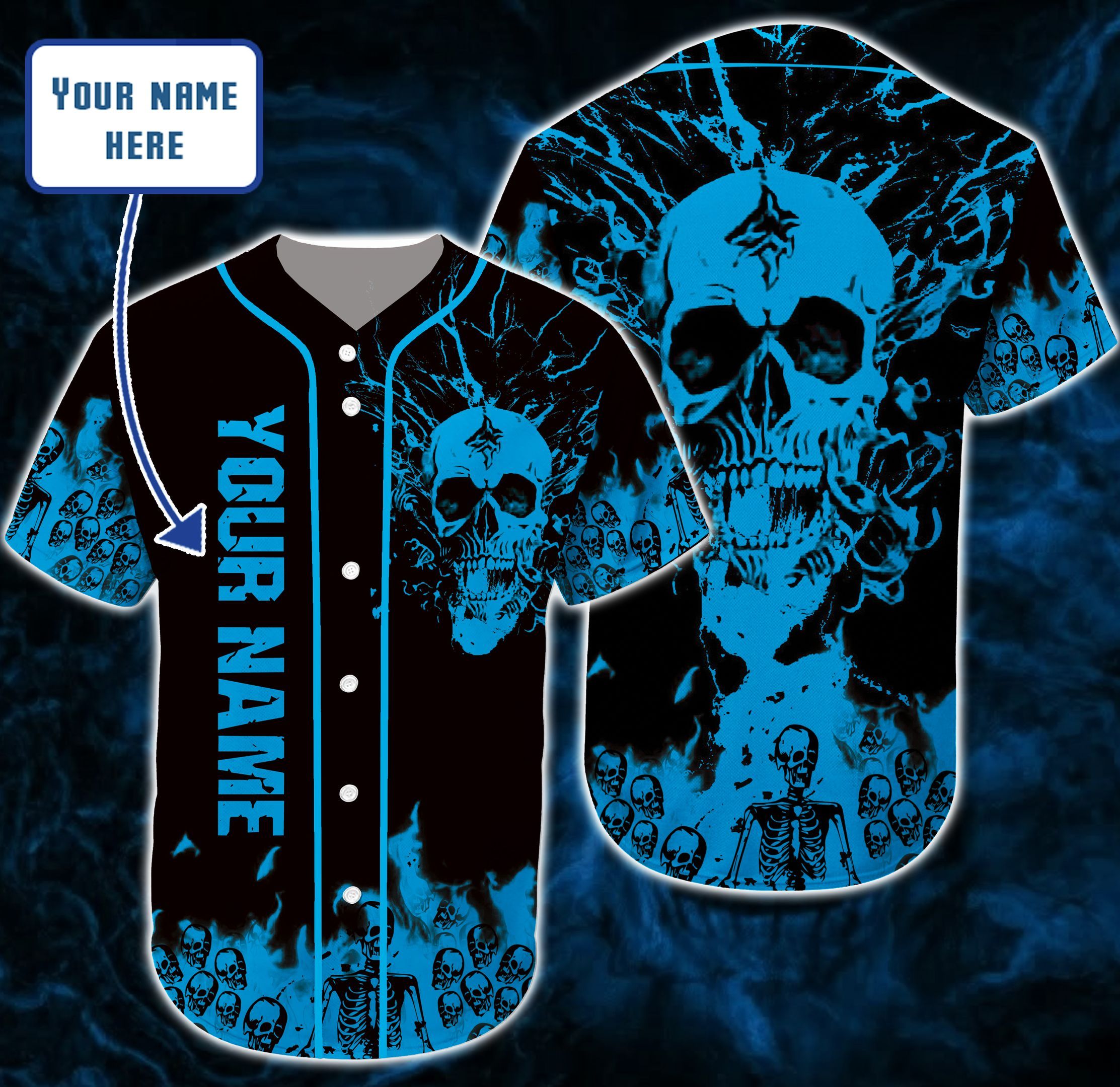 personalized-custom-name-soft-and-cool-skull-baseball-tee-jersey-shirt