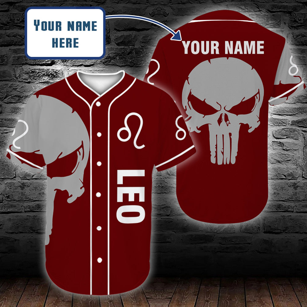 personalized-custom-name-zodiac-leo-man-skull-baseball-tee-jersey-shirt