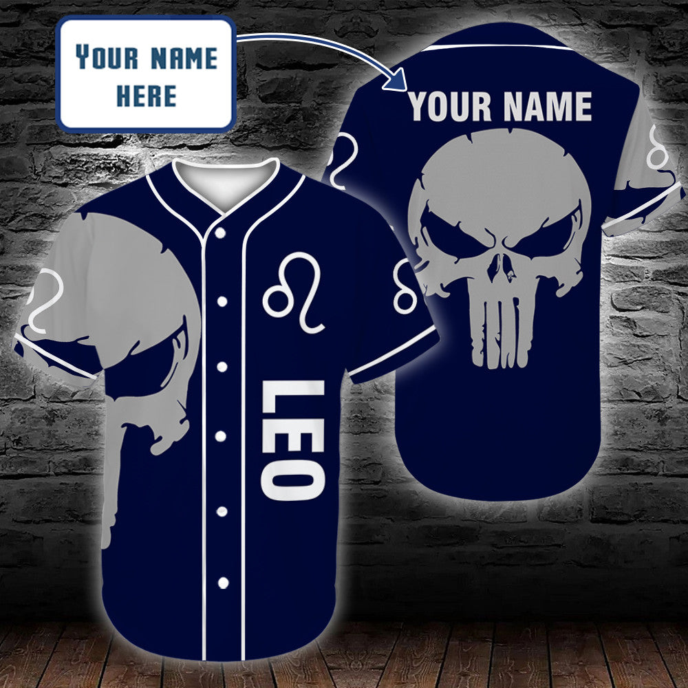 personalized-custom-name-zodiac-leo-man-skull-baseball-tee-jersey-shirt