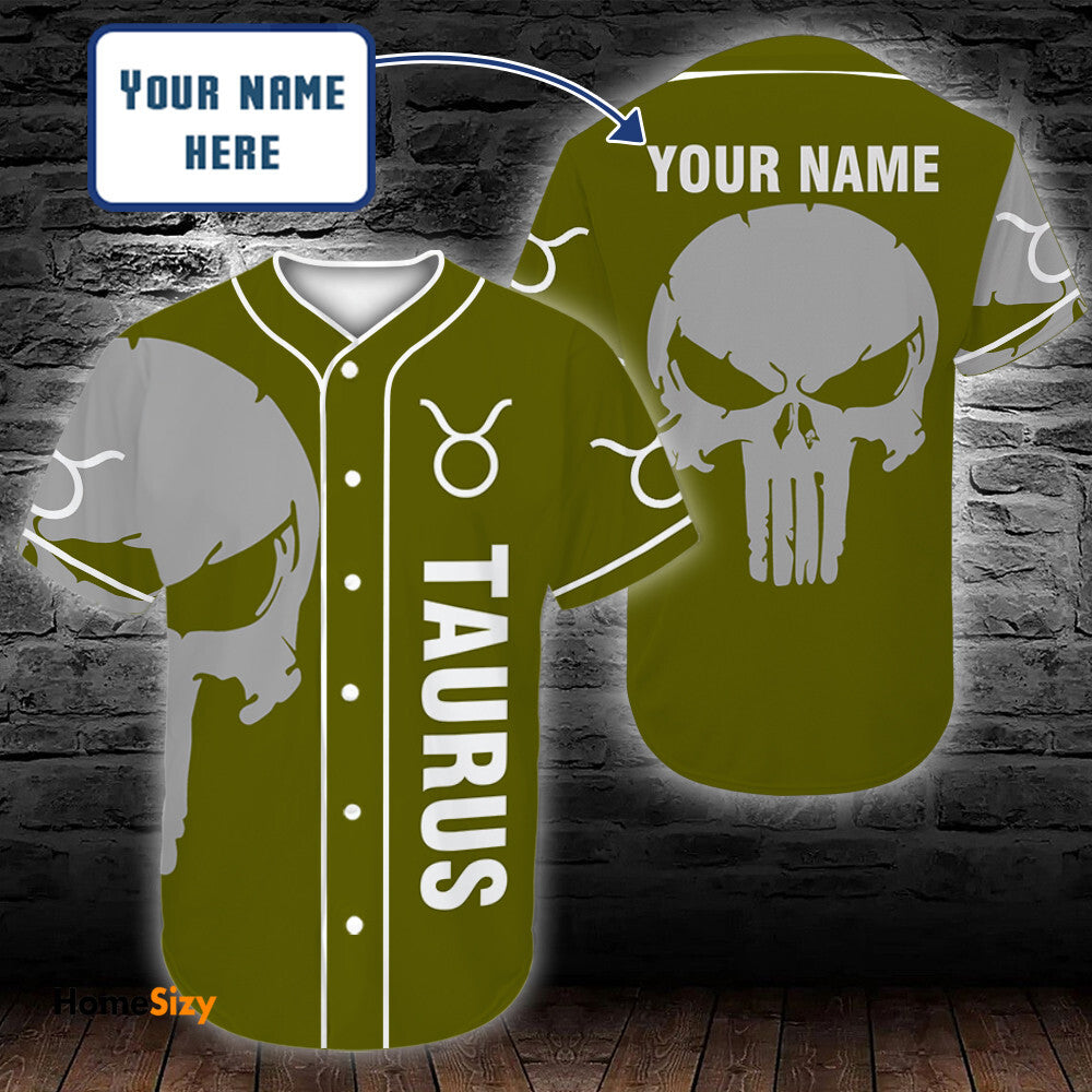 personalized-custom-name-zodiac-taurus-man-skull-baseball-tee-jersey-shirt