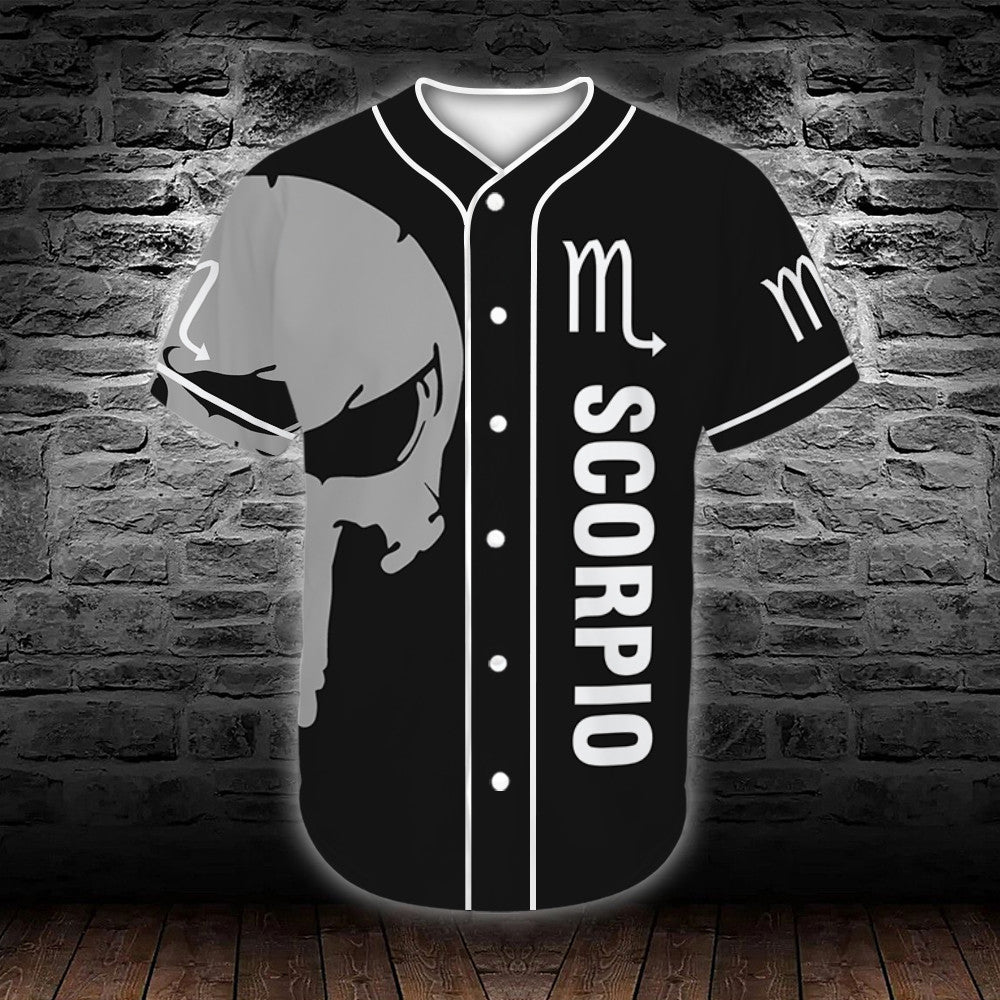 personalized-custom-name-zodiac-scorpio-man-skull-baseball-tee-jersey-shirt