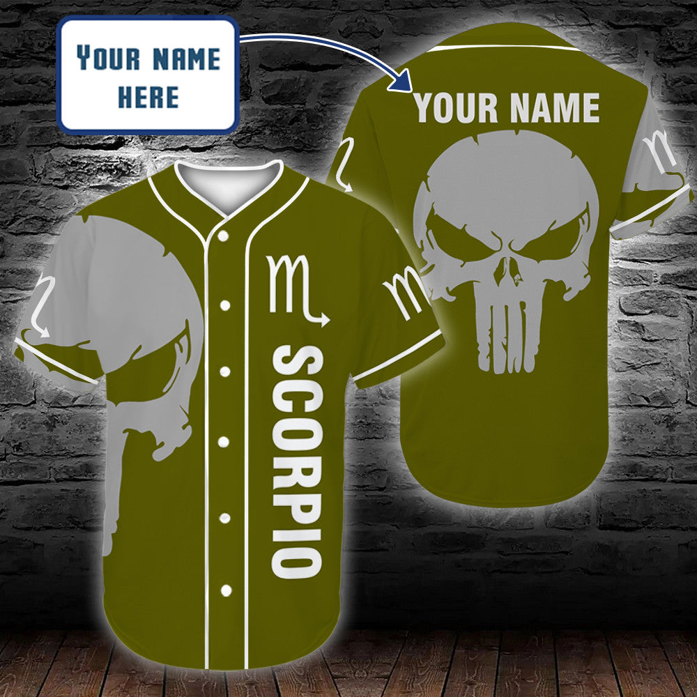 personalized-custom-name-zodiac-scorpio-man-skull-baseball-tee-jersey-shirt