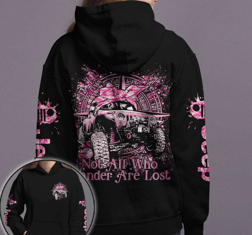 pink-jeep-girl-not-all-who-wander-are-lost-black-hoodie-3d