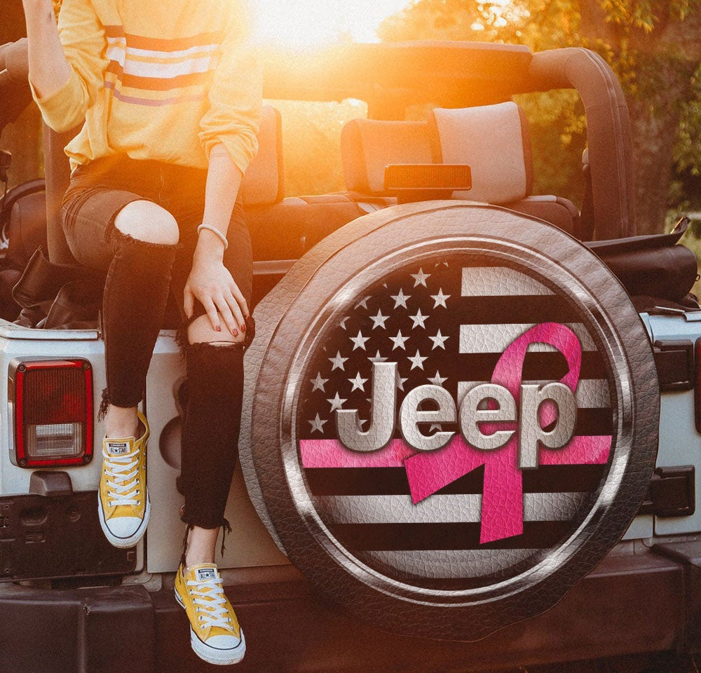 Jeep Breast Cancer Ribbon Spare Tire Cover LT11