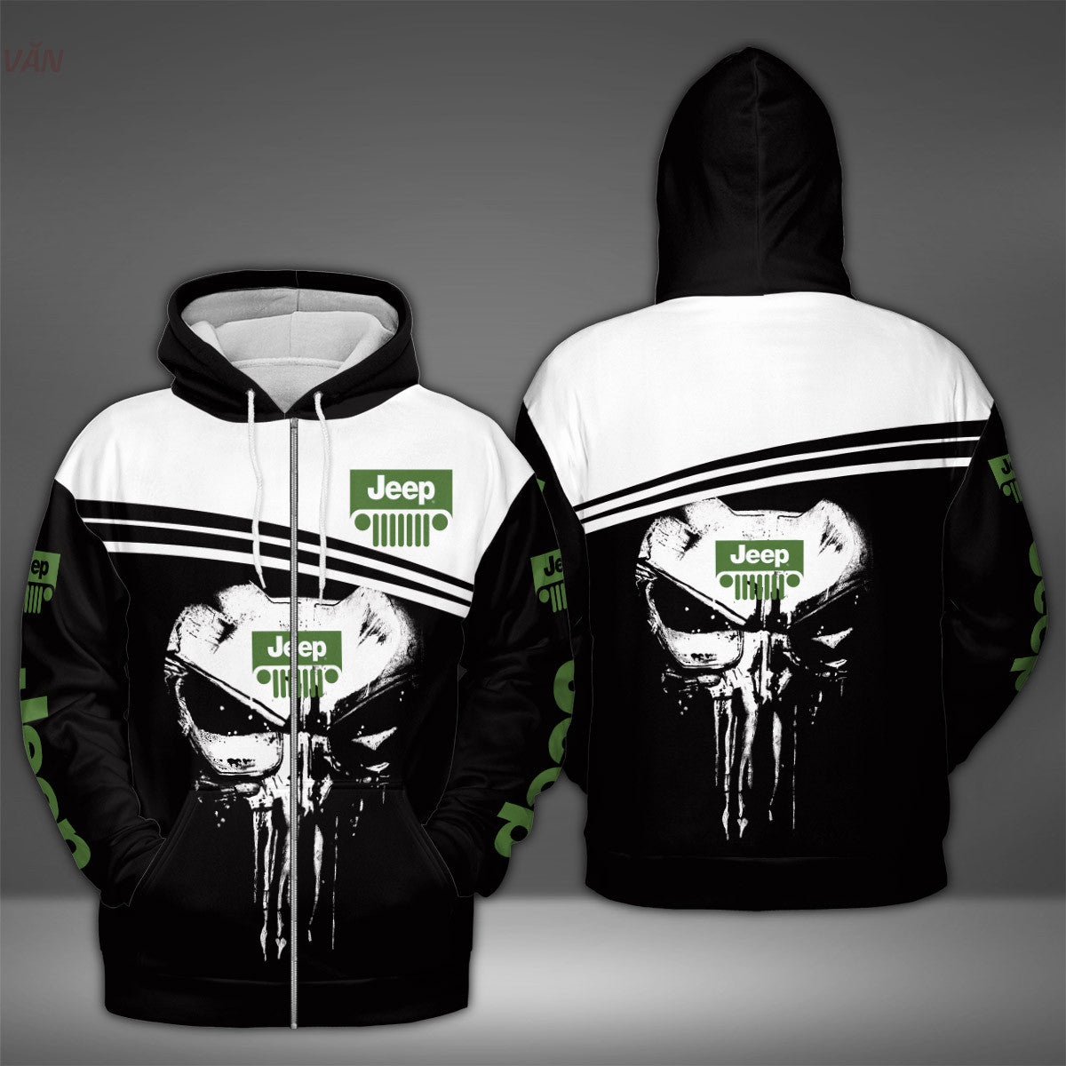 amazing-green-jp-skull-black-white-hoodie-3d