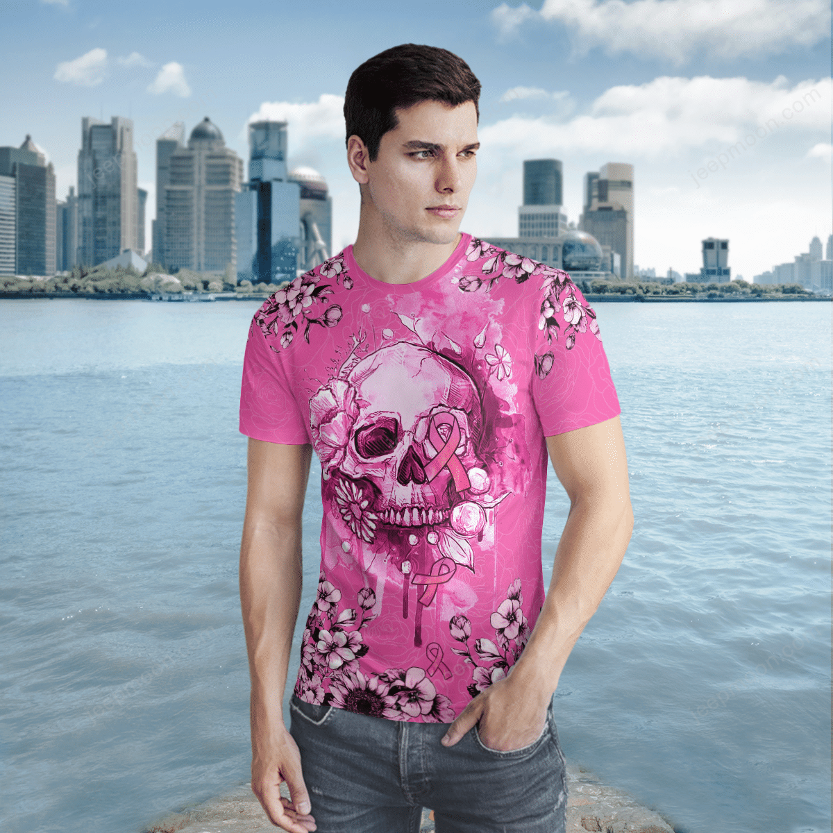 skull-breast-cancer-t-shirt