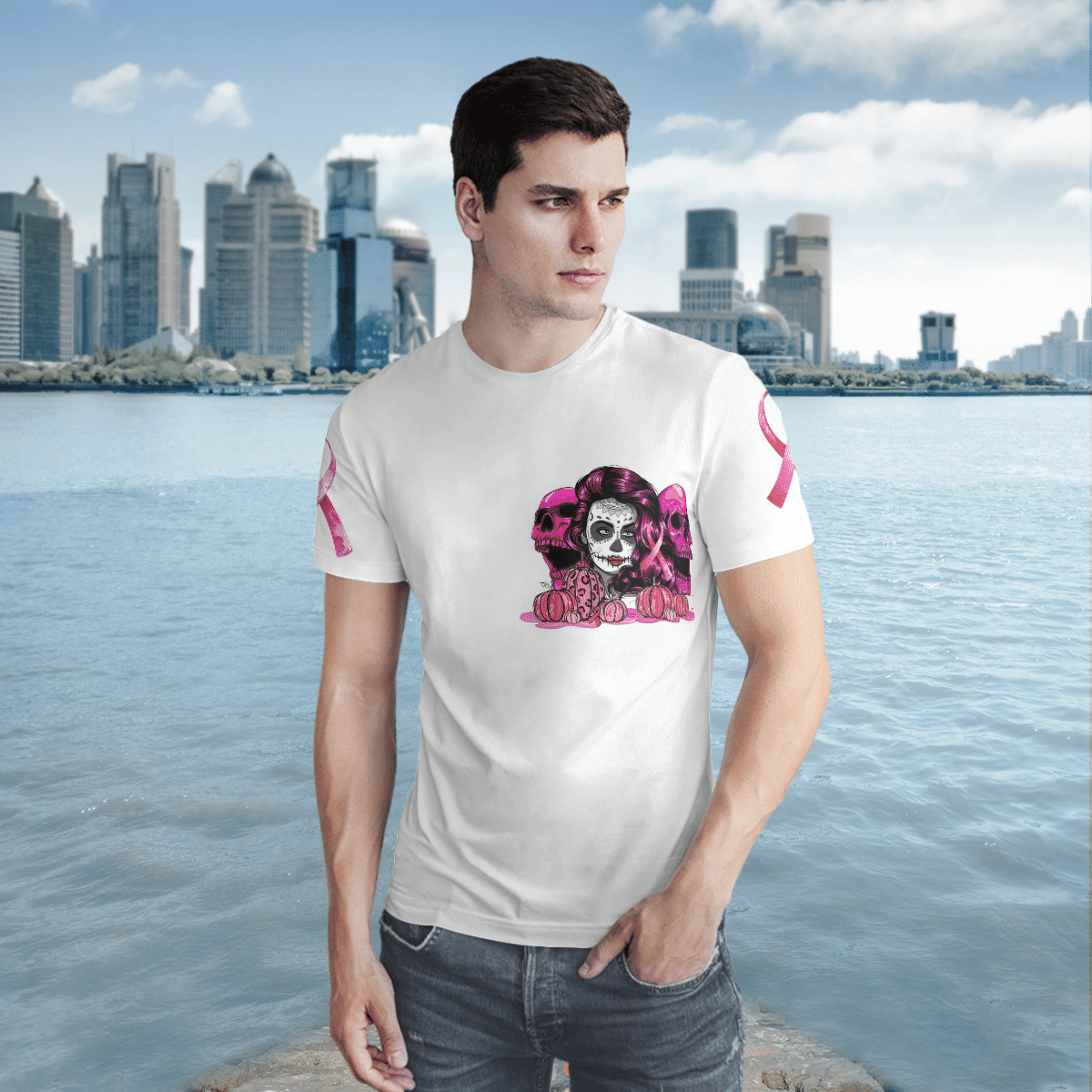 skull-wear-pink-t-shirt