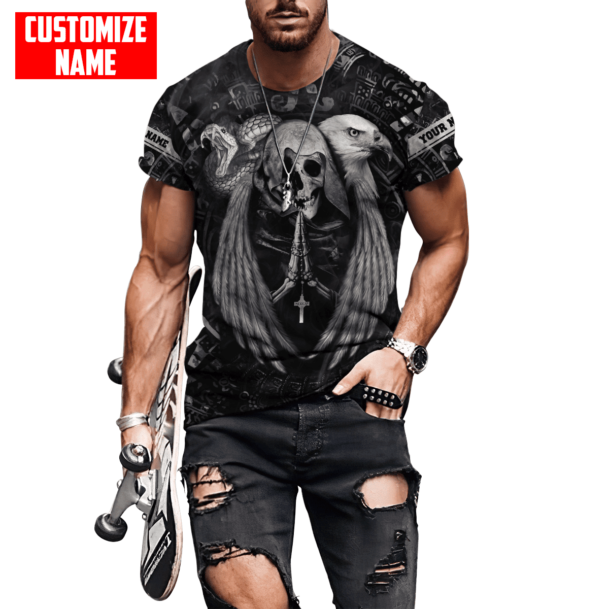 personalized-name-aztec-mexican-skull-3d-all-over-printed-unisex-black-shirts-11925528