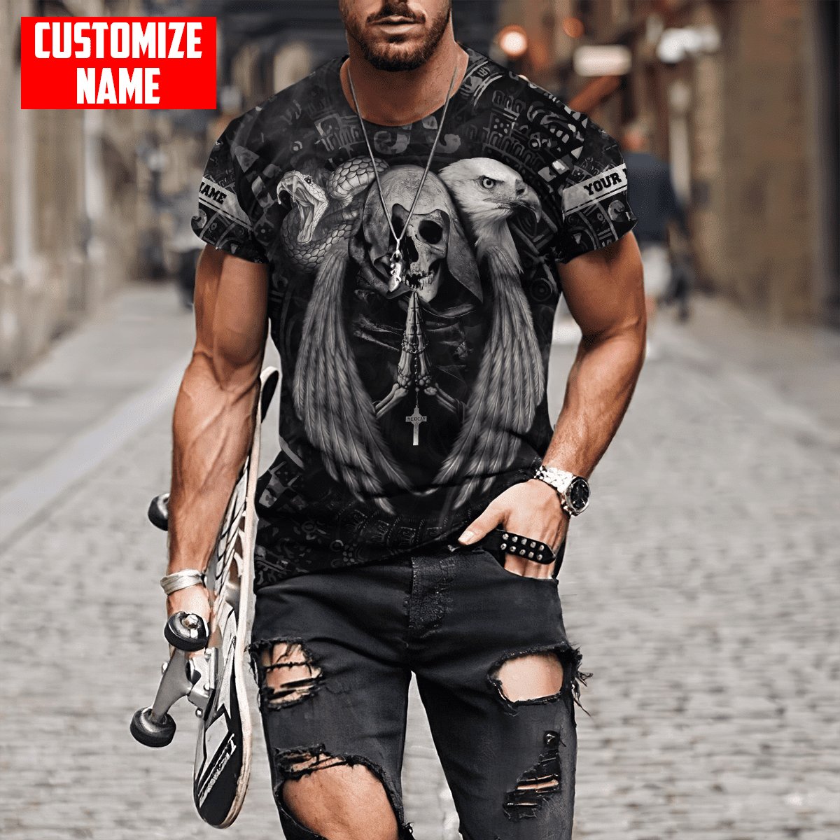 personalized-name-aztec-mexican-skull-3d-all-over-printed-unisex-black-shirts-11925528