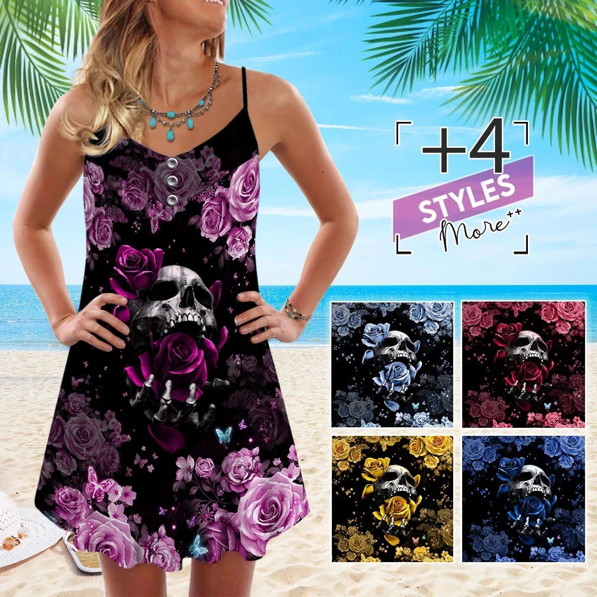 skull-rose-customized-sleeveless-spaghetti-strap-summer-dress-printed-3d-best-mothers-day-gifts-ideas-for-mom