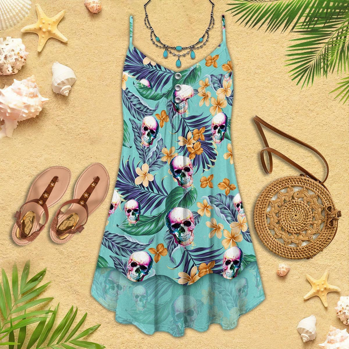 skull-tropical-pattern-sleeveless-spaghetti-strap-summer-dress-printed-3d-best-mothers-day-gifts-ideas-for-mom