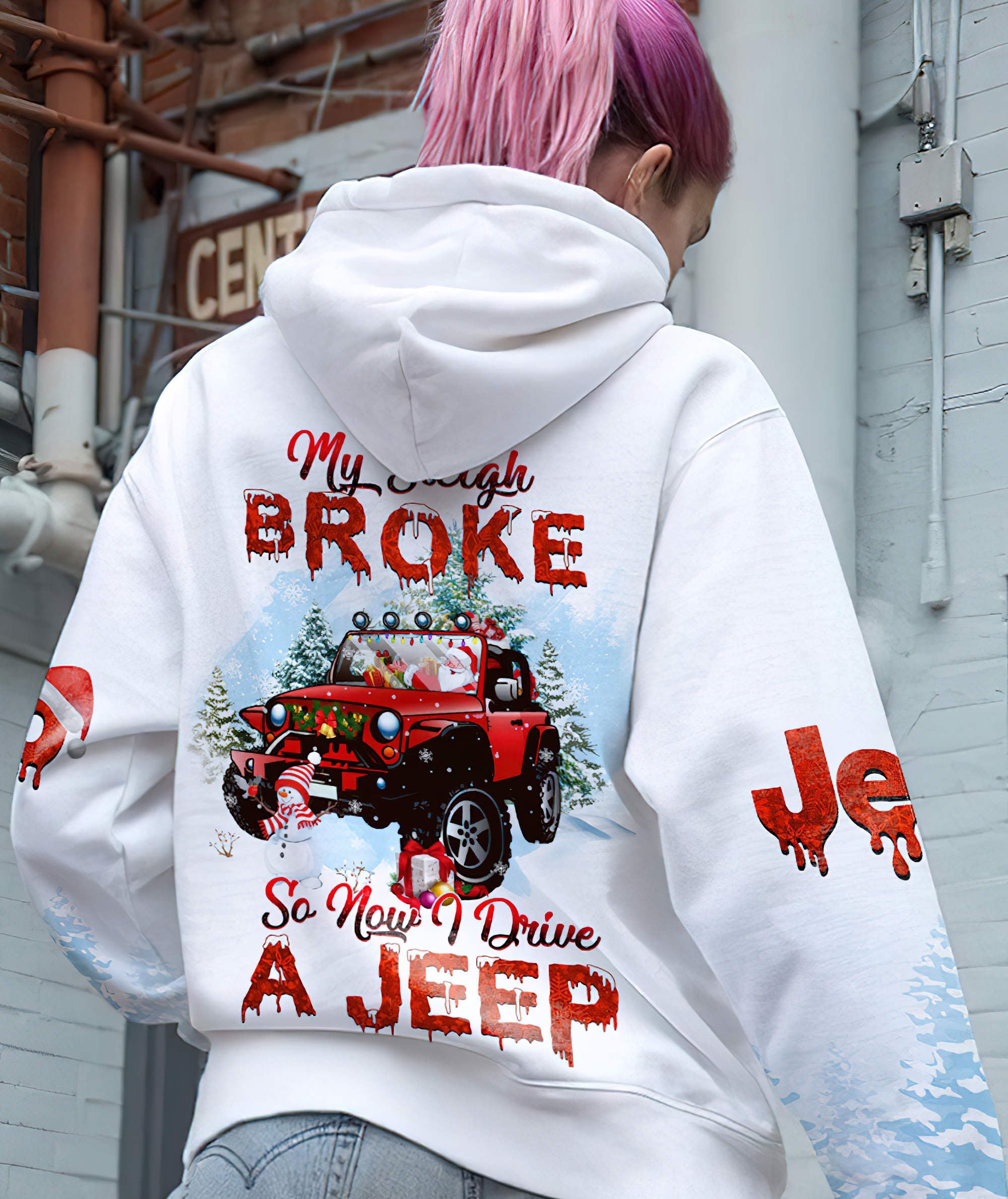 my-sleigh-broke-red-jeep-hoodie