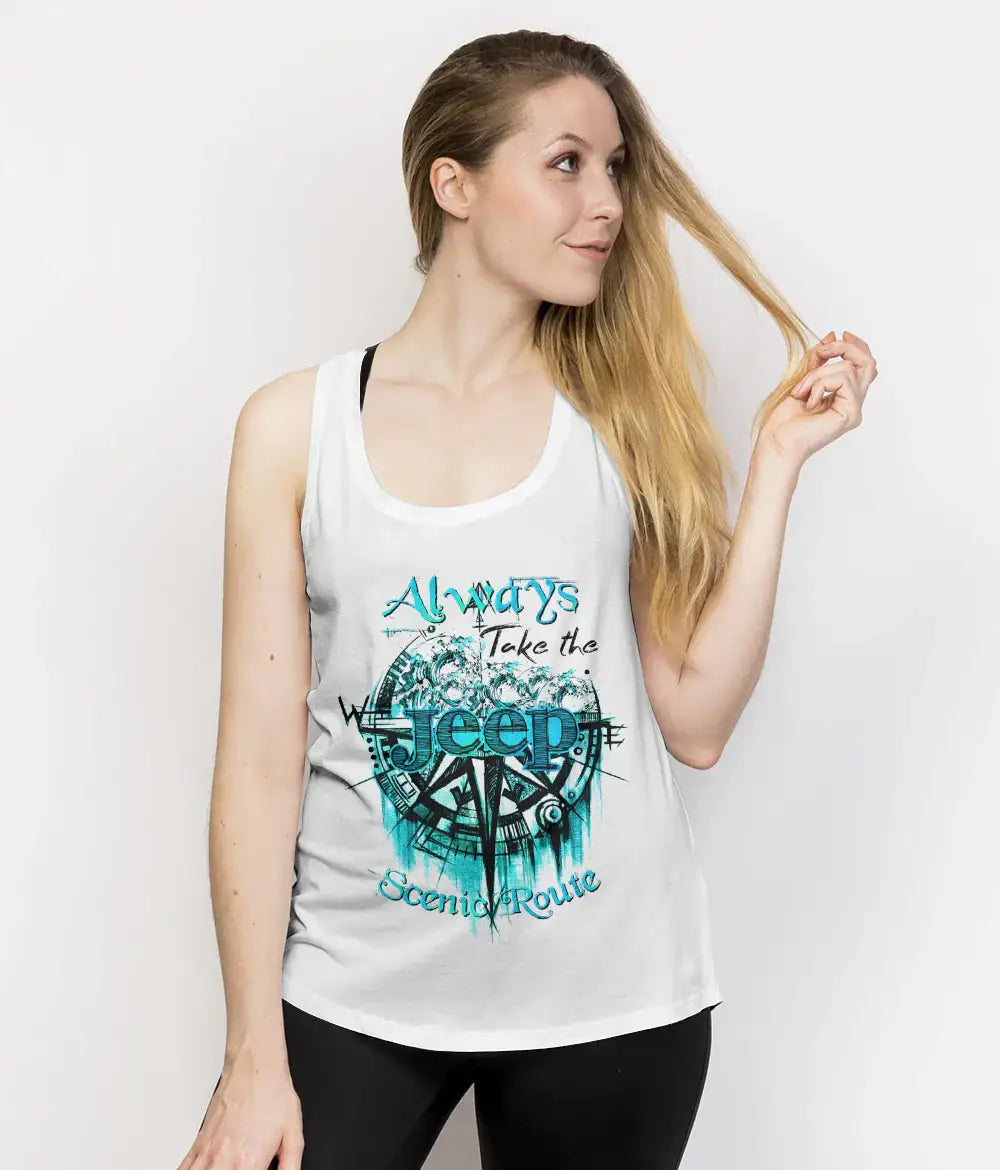 always-take-the-scenic-route-compass-beach-jeep-tank-top