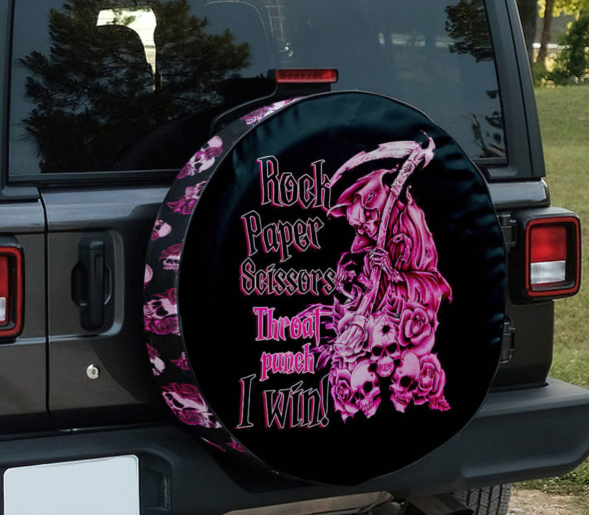 Skull Rock Paper Automotive Spare Tire Cover