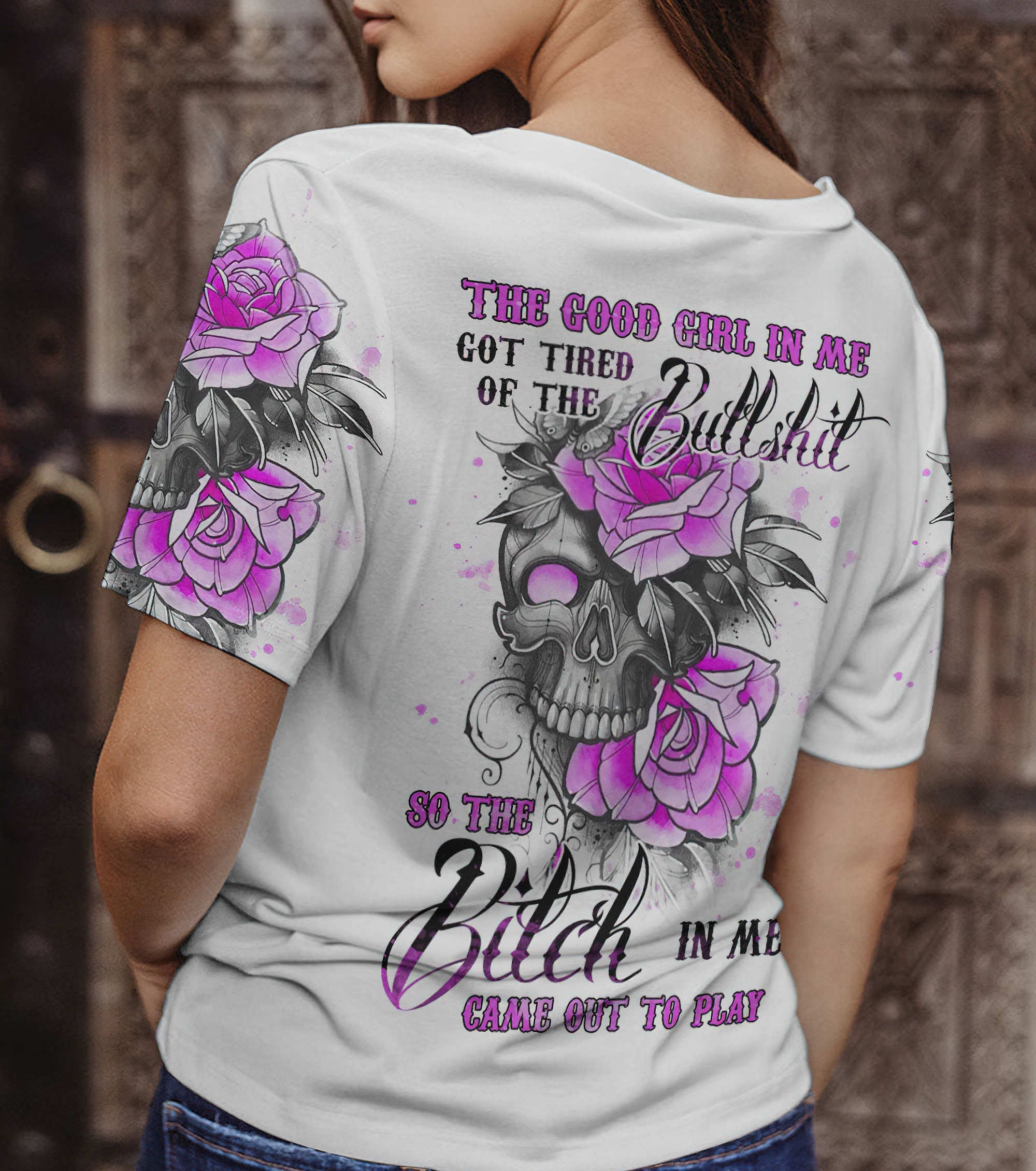 the-good-girl-in-me-got-tired-skull-all-over-print-2-women-v-neck-t-shirt