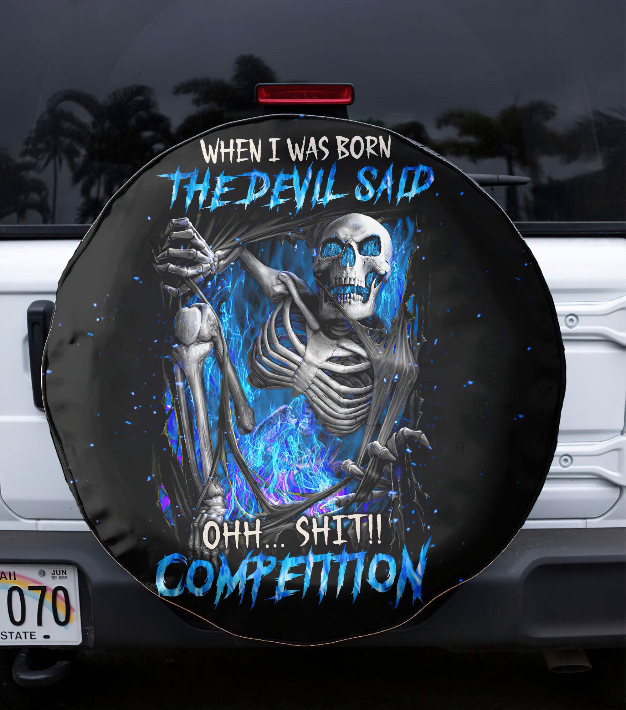 When I Was Born Skeleton Torn Automotive Spare Tire Cover