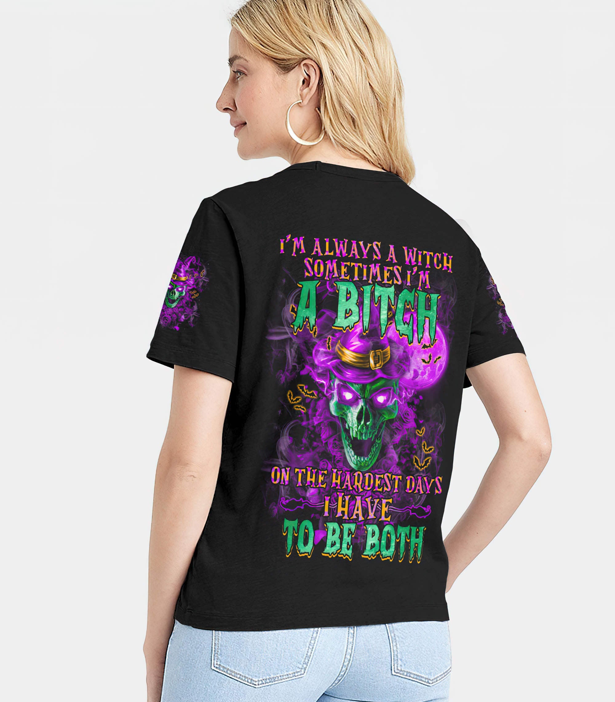 im-always-a-witch-skull-all-over-print-women-v-neck-t-shirt