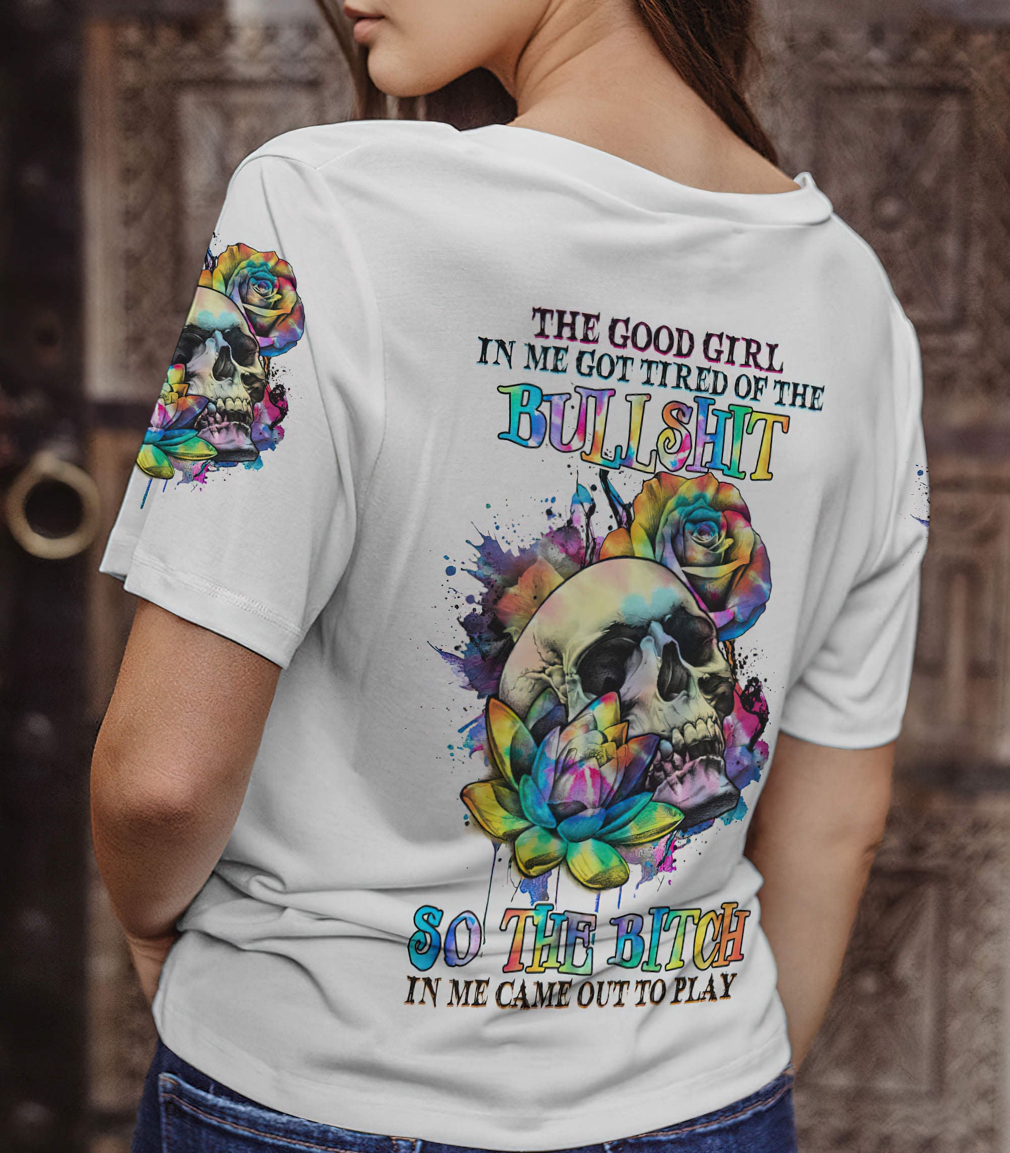 the-good-girl-in-me-got-tired-skull-all-over-print-1-women-v-neck-t-shirt