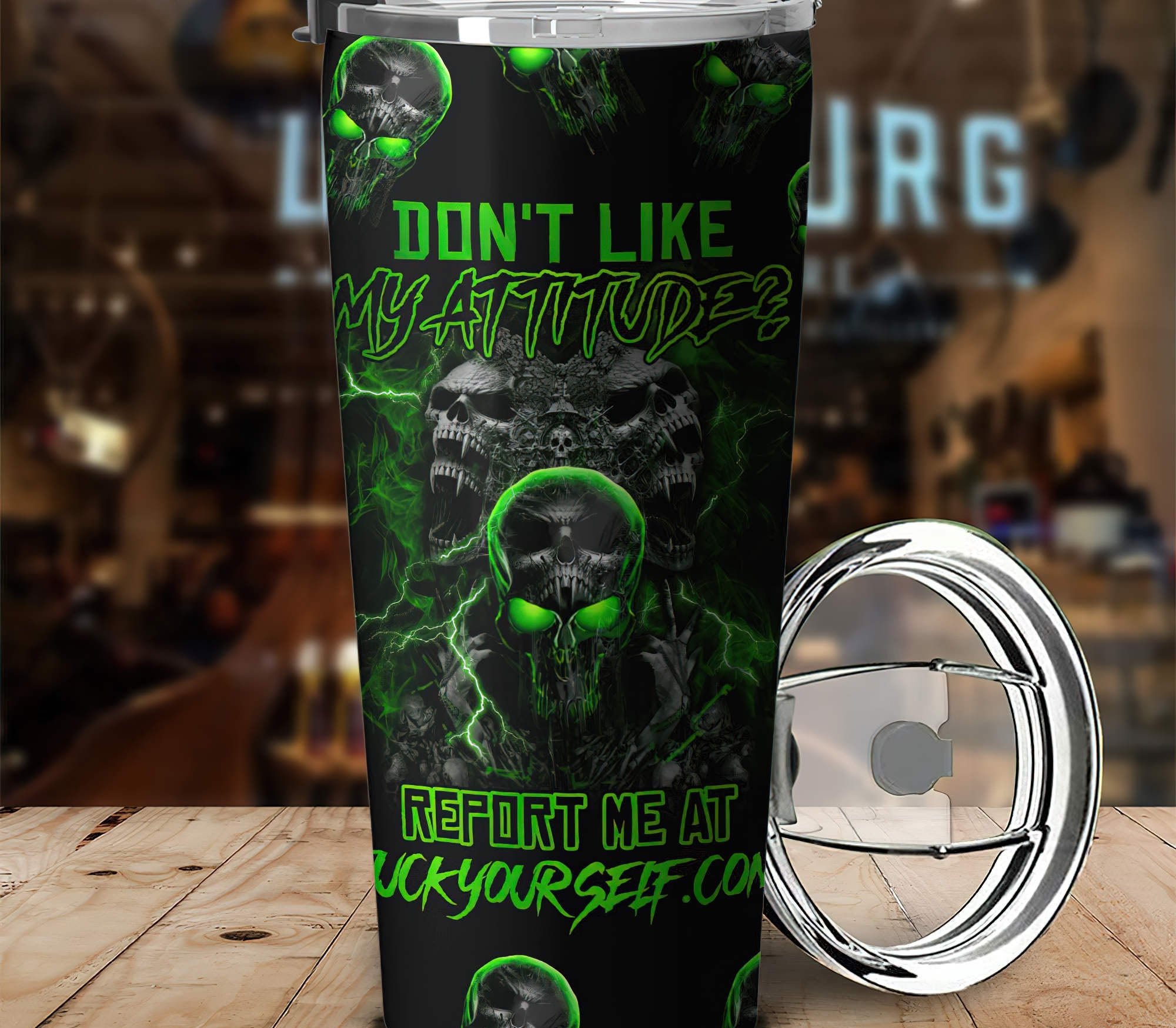 Personalized Don't Like My Attitude Skull Tumbler Tumbler