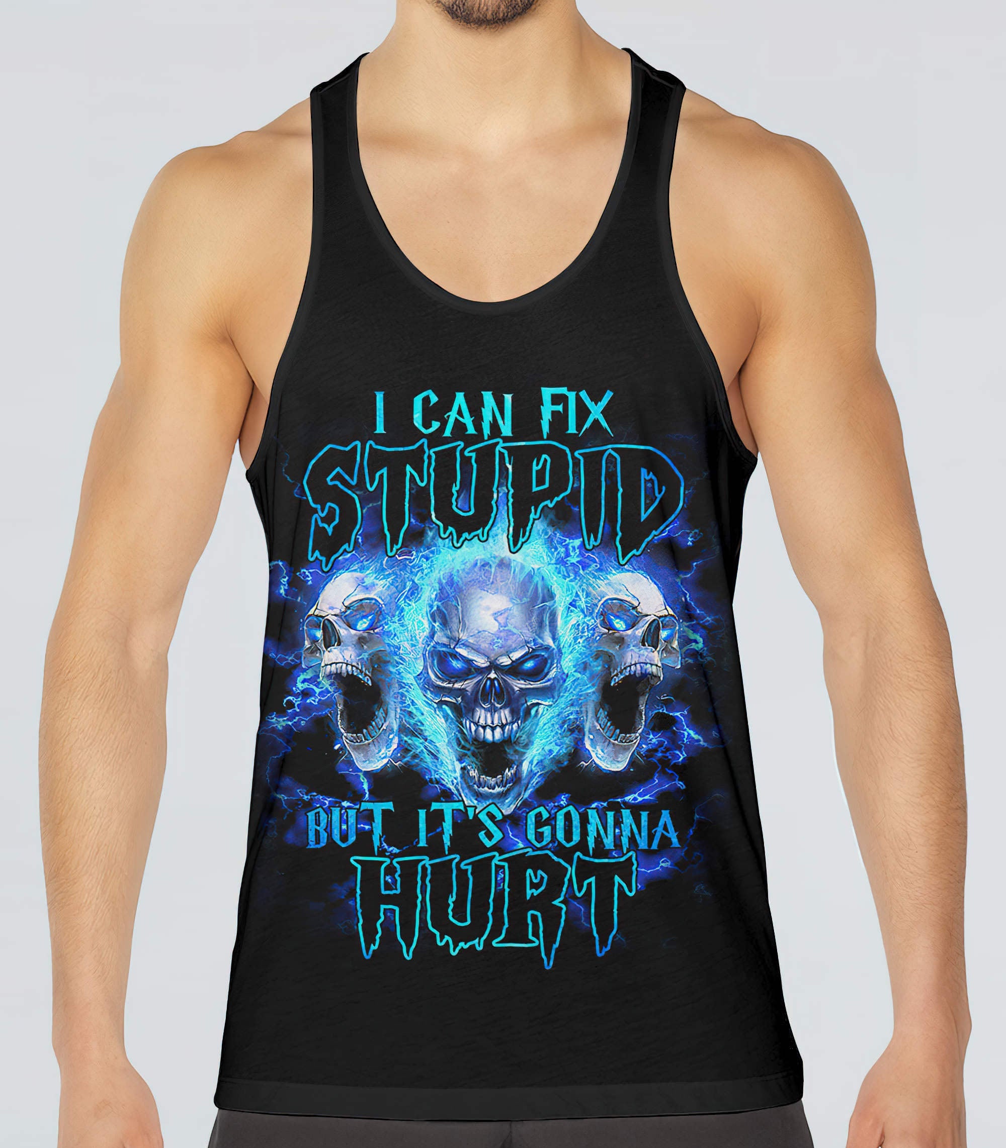 i-can-fix-stupid-3-fire-skull-all-over-print-tank-top