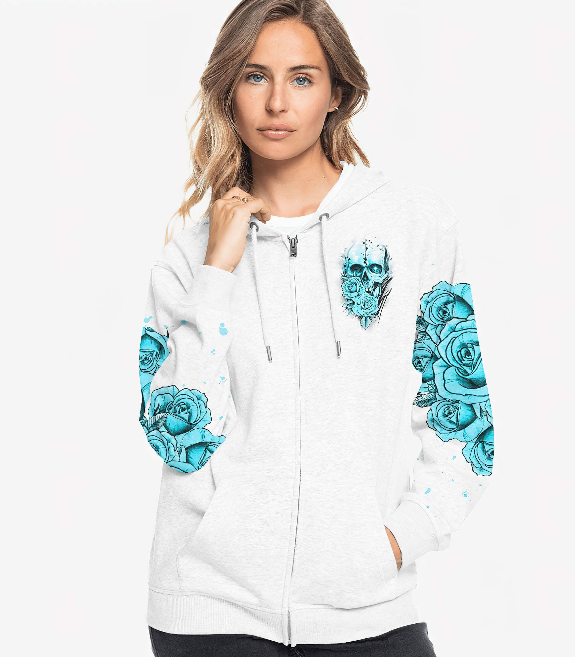 Just A Woman Who Loves Skull And Has Tattoos All Over Print 1 Hoodie