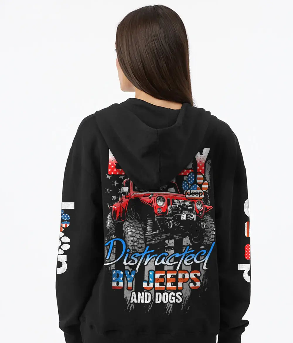 easily-distracted-by-jeeps-and-dogs-flag-hoodie