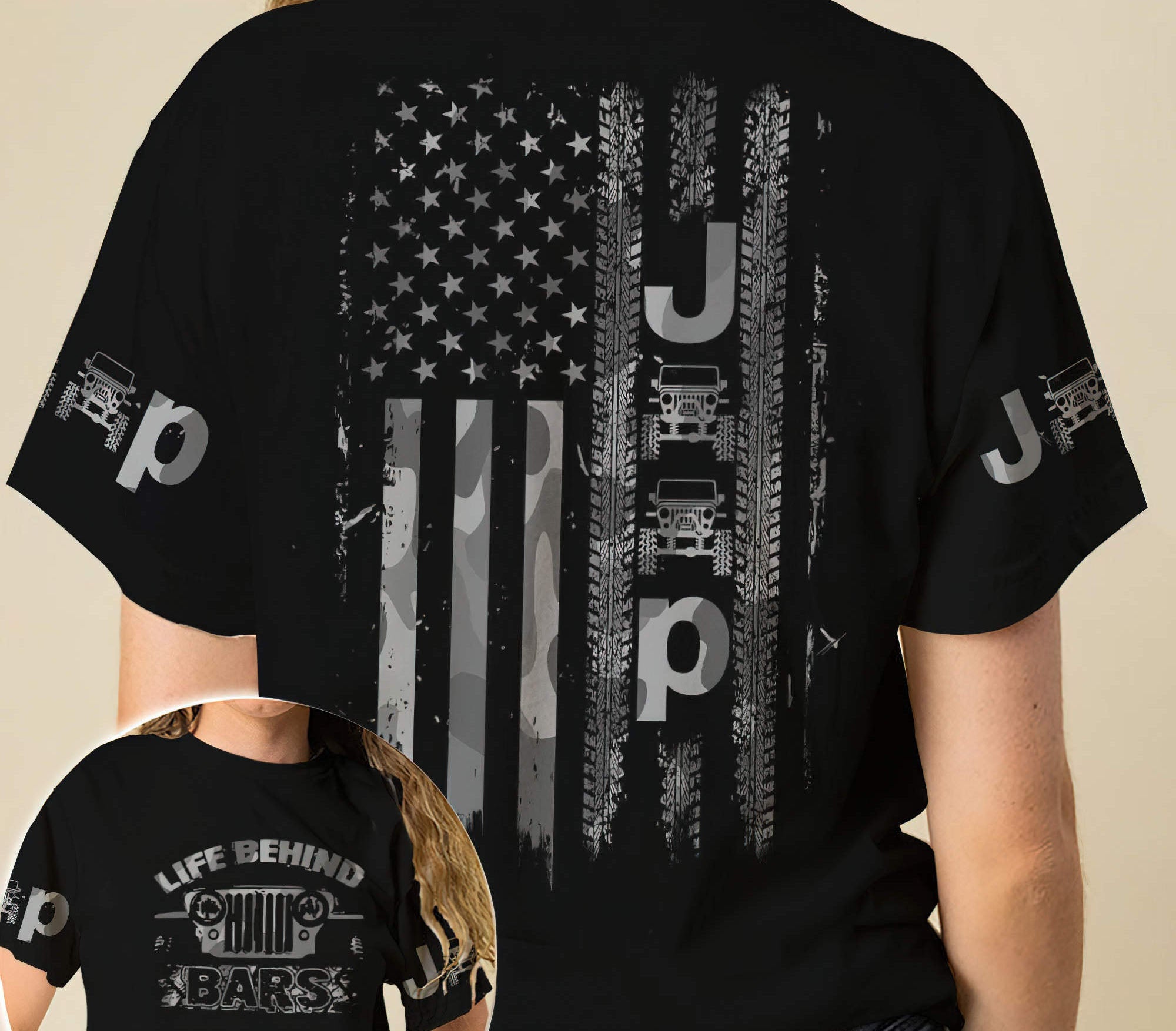 jeep-life-behind-bars-bw-t-shirt